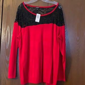Torrid red and lace shirt